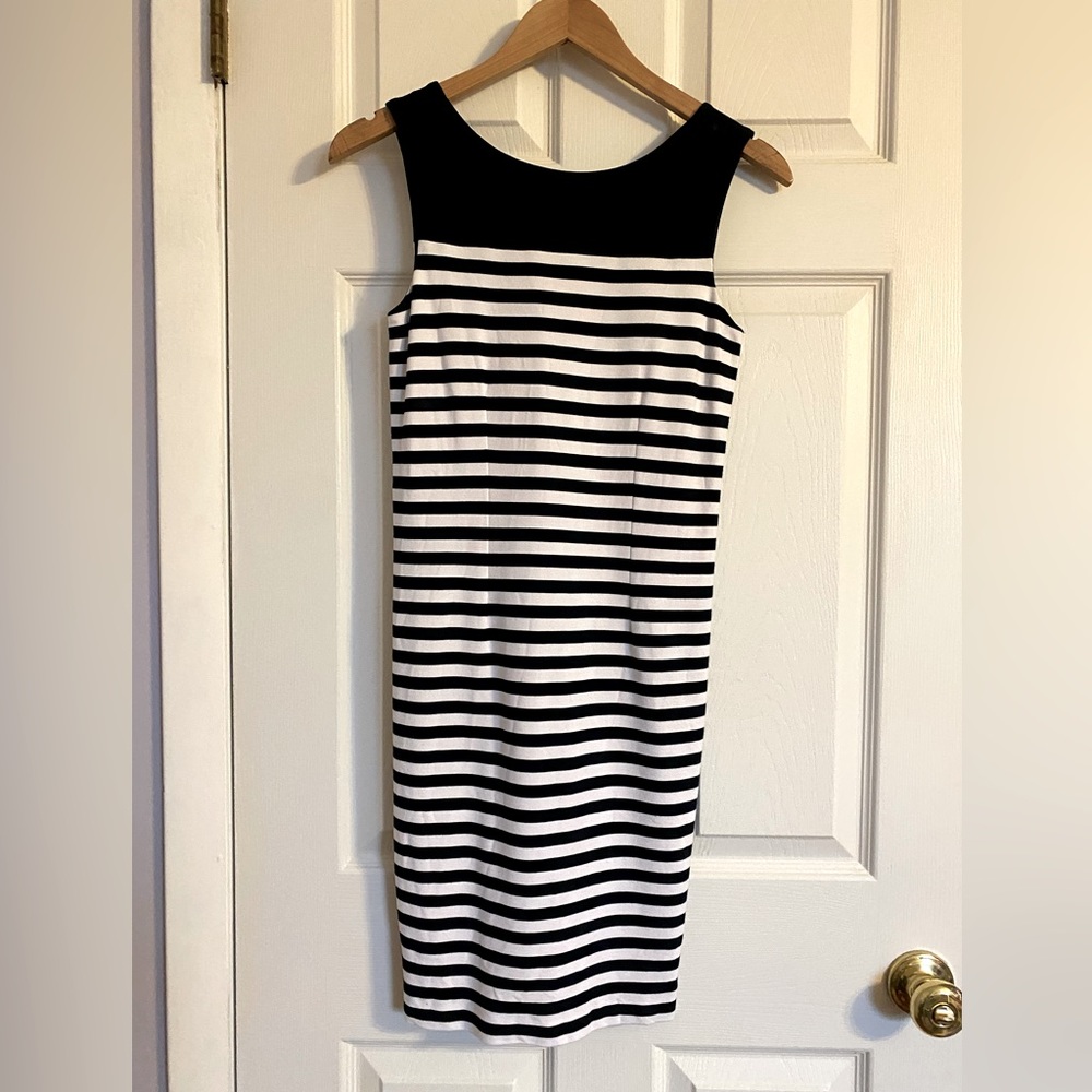 Sleeveless striped Banana Republic dress - perfect for the office or an event